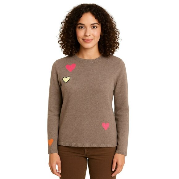 LXT Lisa & Todd Sweater Cashmere Heart Pattern Crew Neck Sweater Womens XS - Picture 9 of 15